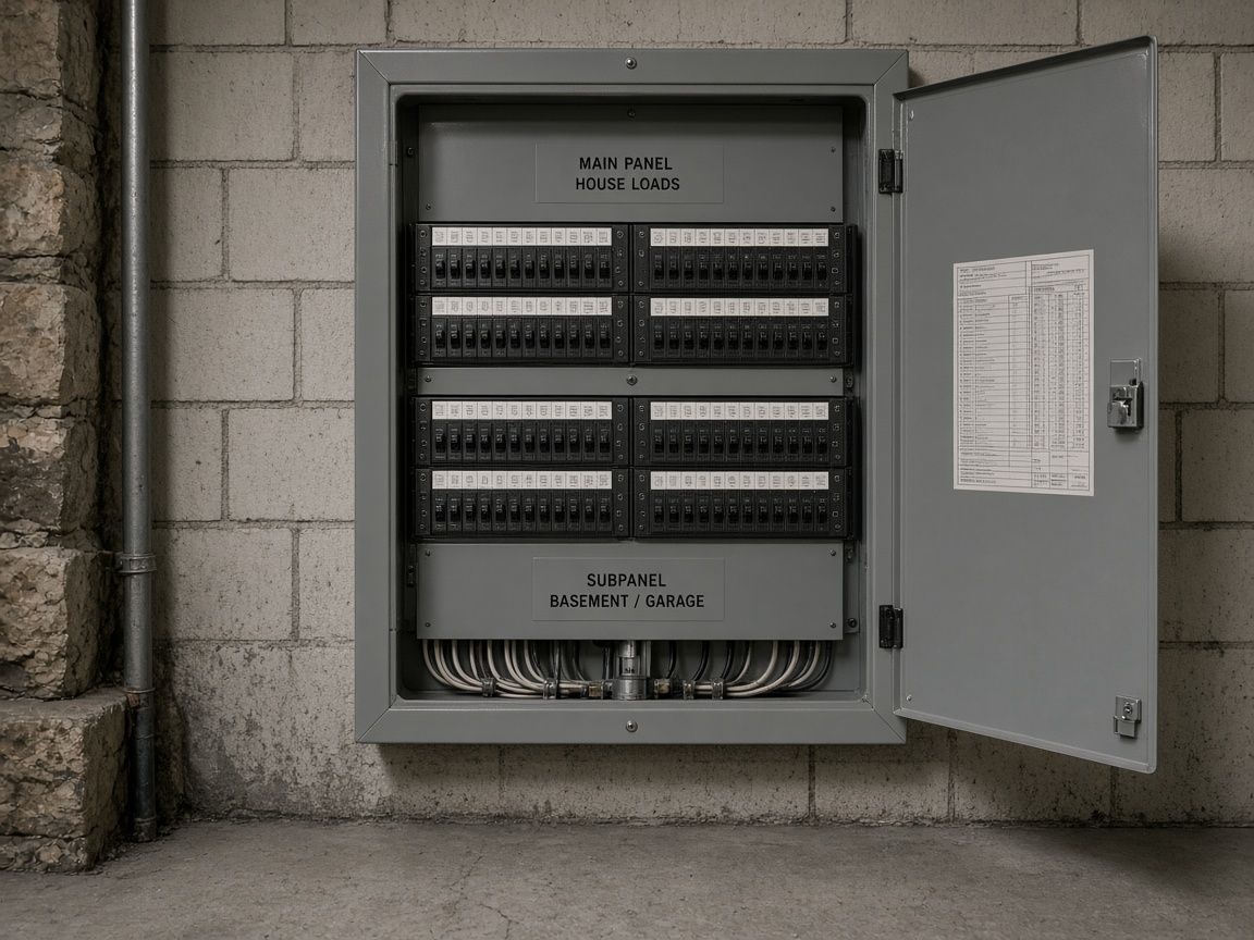 Labeled residential breaker panel